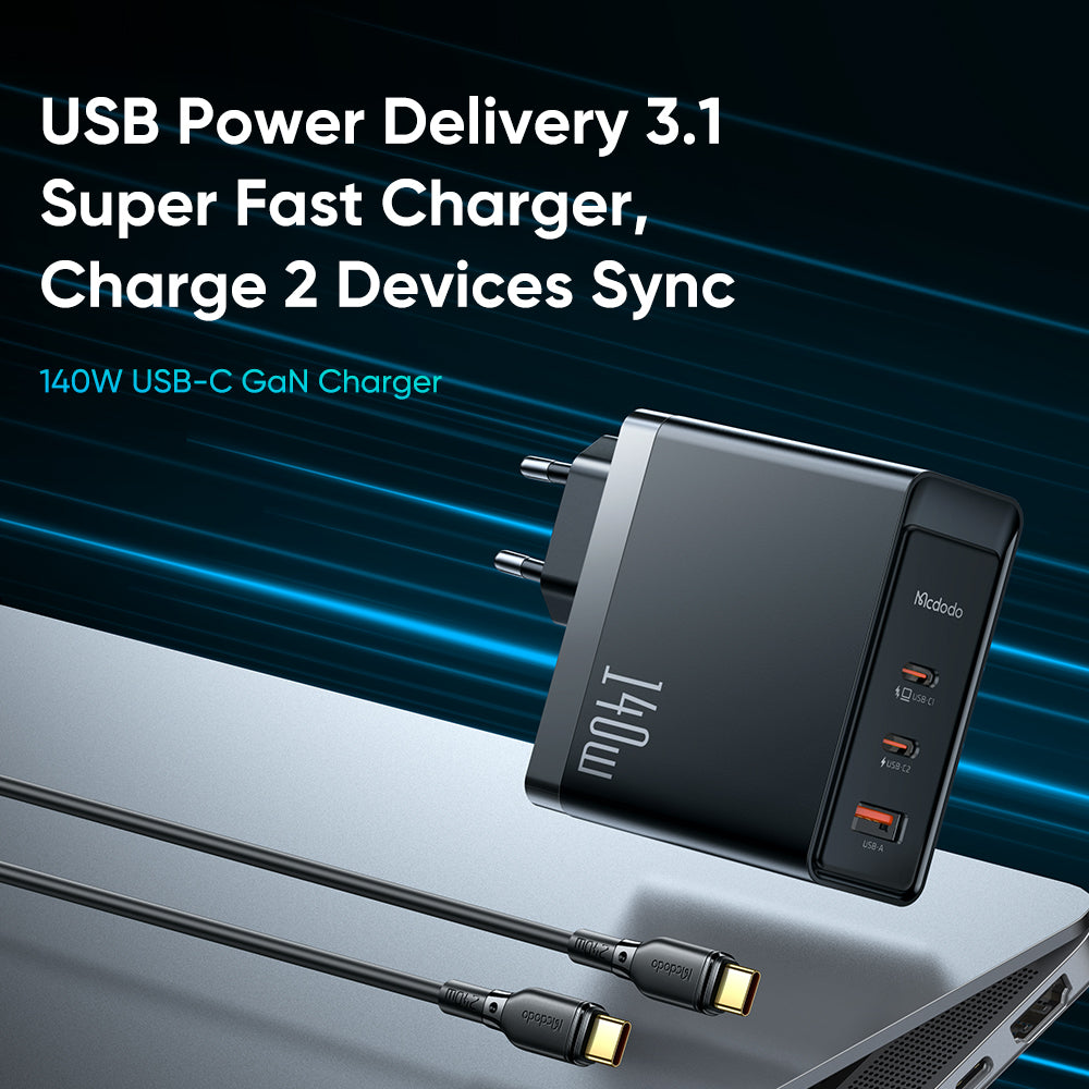 MCDODO CH-29 MDD 140W GaN 5 3 Ports Type-C to Type-C Charger Fast Charging Phone Wall Charger Adapter MCDODO CH-29 MDD 140W GaN 5 3 Ports Type-C to Type-C Charger Fast Charging Phone Wall Charger Adapter
